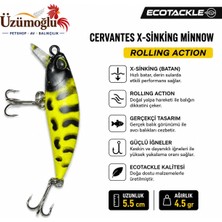 Üzümoğlu Ecotackle Cervantes X-Sinking Minnow 5.5 cm 4.5 gr Rolling Action Batan Maket Balık Sahte Yem  Levrek Alabalık Avı