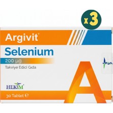 Argivit Selenium Selenyum Içeren Takviye Edici Gıda 30 Tablet 3 Adet
