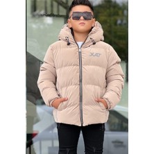 Pina Kids Erkek Çocuk Kapüşonlu Baskılı Reflöktör Detaylı Nova Kumaş Kışlık Şişme Mont KM4017