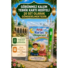Nostaljik Lezzetler Artık Kur'an Okuyorum Hediyesi 20 Set Kur'an Kursu-Hatim Töreni Hatırası Ayıcık Desenli Görünmez Kalem Tebrik Kartı Hediyeli