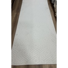 Beyome Kaymaz Taban Makinede Yıkanabilir Tek Renk Krem Kabartmalı Yumuşak Dokulu Halı