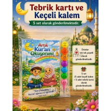 Nostaljik Lezzetler 5 Set Kur'an Okuyorum Hediyesi Kur'an Kursu-Hatim Töreni Hatırası Keçeli Renkli Kalem Tebrik Kartı Hediyeli