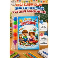 Nostaljik Lezzetler 5 Set Yeni Okumayı Öğrenen Öğrencilere Hediye Artık Okuyorum Yazılı 1. Sınıf Hatırası Emoji Kurşun Kalem Tebrik Kartı Hediyeli
