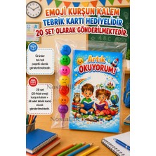 Nostaljik Lezzetler 20 Set Yeni Okumayı Öğrenen Öğrencilere Hediye Artık Okuyorum Yazılı 1. Sınıf Hatırası Emoji Kurşun Kalem Tebrik Kartı Hediyeli