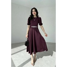 Alfudo Moda Collection Karpuz Kollu Midi Boy Elbise