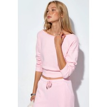 Hiccup Kadınlar Busem Kadın Kısa Bisiklet Yaka Sweatshirt Allık Pembe