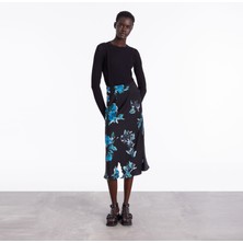 The Kooples Kadın Straıght Fıt Çiçek Desenli Siyah Etek