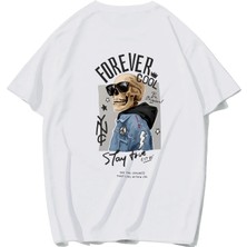 Brz Collection Unisex Oversize Forever Cool T-Shirt (Beyaz)