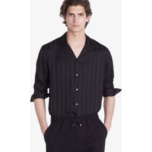 The Kooples Erkek Comfort Fıt Çizgili Siyah Gömlek