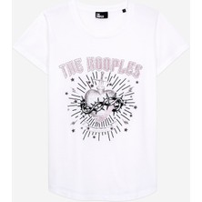 The Kooples Kadın Bisiklet Yaka Baskılı Beyaz T-Shırt