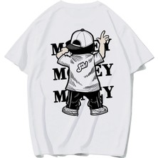 Brz Collection Unisex Oversize Money Money Money T-Shirt (Beyaz)