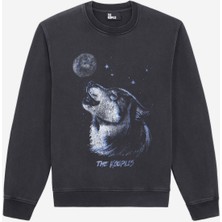 The Kooples Erkek Bisiklet Yaka Baskılı Siyah Sweatshırt