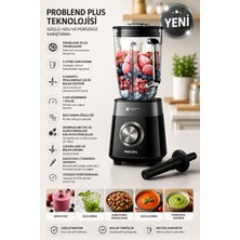 Philips Blender 1200W, Problend Plus Teknolojisi, 5000 Serisi 2 Lt Kapasiteli Cam Hazne, 3 Hız ve Darbe Özelliği, HR3030/00