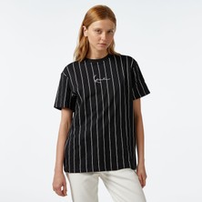 Karl Kani Small Signature Essential Pinstripe Os Kadın Siyah T-Shirt