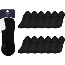 Bolero Unisex Premium Dikişsiz Görünmez 12'li Çorap Siyah