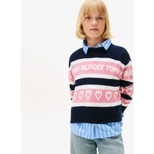 Tommy Hilfiger Intarsia Çocuk Mavi Kazak