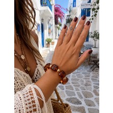Gmn Collection Yeni Sezon Yeni Seri Summer Fashion Cam Boncuk Taşlı Gold Detaylı Lastikli Esnek Bilezik