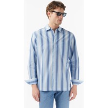 Scotch & Soda Scotch&soda Shadow-Stripe Relaxed-Fit Erkek Lacivert Gömlek