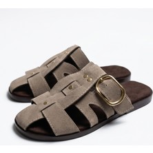 Topuktrend Kadın Süet Terlik Gold Tokalı Terlik, Yumuşak Tabanlı Şık Günlük Rahat Yazlık Casual Sandal Terlik Siyah, Kahverengi, Taba, Siyah
