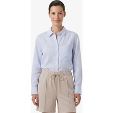 Nautica Kadın Mavi Regular Fit Keten Gömlek