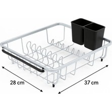 Welcomein Bulaşıklık Kurutmalık – Kompakt Tasarım, Çatal-Bıçak Bölmeli, Dayanıklı Metal Gövde, 37.5X28X12 cm