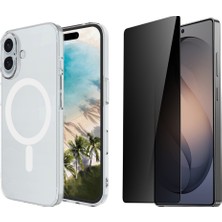 Tekno Grup Iphone 16 Kılıf Mika Kamera Korumalı M-Safe Şarj Özellikli Şeffaf Sert Pc London Kapak + Hayalet Ekran Koruyucu