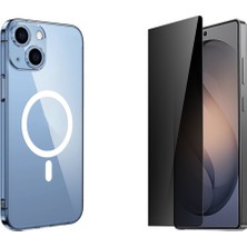 Tekno Grup Iphone 13 Kılıf Mika Kamera Korumalı M-Safe Şarj Özellikli Şeffaf Sert Pc London Kapak + Hayalet Ekran Koruyucu