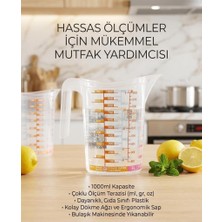 Abnturk Çok Amaçlı Dereceli Ölçü Kabı 1000ML - Un, Şeker  Sıvı ve Katı Ölçekli Hazne Ergonomik Maşrapa
