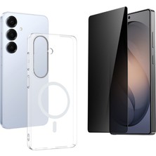 Tekno Grup Galaxy S26 Kılıf Mika Kamera Korumalı M-Safe Şarj Özellikli Şeffaf Sert Pc London Kapak + Hayalet Ekran Koruyucu