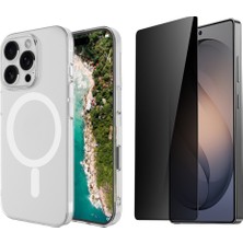 Tekno Grup Iphone 16 Pro Kılıf Mika Kamera Korumalı M-Safe Şarj Özellikli Şeffaf Sert Pc London Kapak + Hayalet Ekran Koruyucu