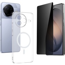 Tekno Grup Xiaomi Poco F7 Pro Kılıf Mika Kamera Korumalı M-Safe Şarj Özellikli Şeffaf Sert Pc London Kapak + Hayalet Ekran Koruyucu