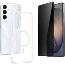 Tekno Grup Galaxy A16 Kılıf Mika Kamera Korumalı M-Safe Şarj Özellikli Şeffaf Sert Pc London Kapak + Hayalet Ekran Koruyucu