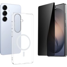 Tekno Grup Galaxy S26 Plus Kılıf Mika Kamera Korumalı M-Safe Şarj Özellikli Şeffaf Sert Pc London Kapak + Hayalet Ekran Koruyucu