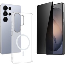 Tekno Grup Galaxy S26 Ultra Kılıf Mika Kamera Korumalı M-Safe Şarj Özellikli Şeffaf Sert Pc London Kapak + Hayalet Ekran Koruyucu