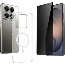 Tekno Grup Xiaomi 14T Kılıf Mika Kamera Korumalı M-Safe Şarj Özellikli Şeffaf Sert Pc London Kapak + Hayalet Ekran Koruyucu