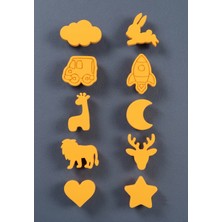 Baylin 3D Sarı 10'lu Çocuk Odası Dolap Çekmece Kulp Seti -Karma Figürlü Mobilya Kulpu ( 3 cm Kulp Vidası Dahil)