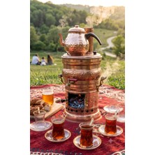 Efsoon Organics Odunlu El Işçiliği Bakır Semaver Seti (4 Lt Semaver + 1.5 Lt Çaydanlık)