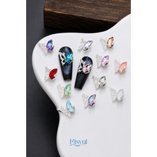 Misyul Tırnak Süsleme Asimetrik Kelebek Charm Seti,Nail Art Tırnak Süslemesi