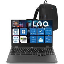 Lenovo Loq Essential 15ARP10 Amd Ryzen 7 170 Aı 32GB Ddr5 256GB SSD  Rtx™ 4050/6GB/65W 15.6" Fhd (1920X1080) IPS 300NITS 100% Srgb, 144Hz WIN11HOME Bilgisayar 83S000DXTRH11+ZETTAÇANTA