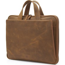 ABESS Premium Hakiki Deri Evrak Çantası - Lüks Gerçek Deri Laptop Çantası - Unisex İnce Tasarım Crazy Kahverengi (A5276CK) | İş & Ofis