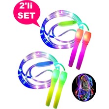 Hyd 2 Adet Oyuncak Atlama Ipi LED Işıklı Dayanıklılık Eğitimi Için Dış Mekan Oyunu 3 Metre 2'li Set Çok Renkli