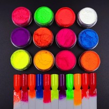 Hb Tasarım 12'li Neon Tırnak Pigmenti Nail Art Neon Pigment Toz Seti