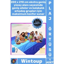 Wintoup #plajbattaniyesi Katlanabilir Kamp Matı Piknik Örtüsü Kum Su Geçirmez Plaj Battaniyesi 200 x 210 cm