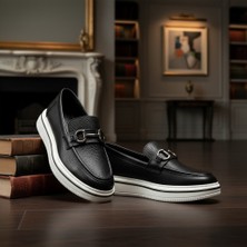 By Barretti Ithal Taban Siyah Tokalı Floeter Deri Loafer