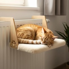 Gobypet Peluş Kalorifer Petek Radyatör Yatağı – Geniş Tasarım, Kedi ve Köpek Uyumlu (Krem)