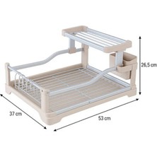 Welcomein 2 Katlı Büyük Boy Bulaşıklık – 53X37X26,5 cm Paslanmaz Çelik Tabak Bardak Kurutmalık Düzenleyici