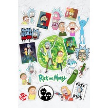 Zipzap Rick And Morty Çizgi Dizi Telefon Laptop Bullet Journal Yapışkanlı Folyo Sticker Paketi (21 Adet)
