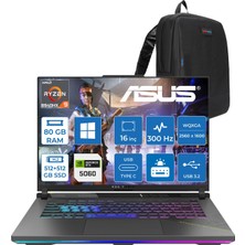 Asus Rog Strix G16 G614PM Amd Ryzen™ 9 8940HX Aı 80GB Ddr5 512GB+512GB 8GB/RTX5060 115W 16"2.5k (2560 x 1600, Wqxga) 300HZ 3ms SRGB:100% WINDOWS11HOME Gaming Laptop WTS198H34+ZETTAÇANTA