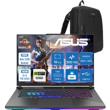 Asus Rog Strix G16 G614PM Amd Ryzen™ 9 8940HX Aı 64GB Ddr5 2tb Ssd+2tb SSD 8GB/RTX5060 115W 16"2.5k (2560 x 1600, Wqxga) 300HZ 3ms SRGB:100% Freedos Gaming Laptop WTS198F30+ZETTAÇANTA