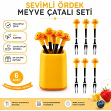 Jojobebek Figürlü Meyve Çatalı Seti 6'lı Paslanmaz Çelik Mini Tatlı Meyve Atıştırmalık Çatalı
